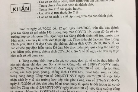 Công văn Khẩn về việc: thực hiện các biện pháp cách ly, can thiệp y tế phòng chống dịch Covid-19 và thực hiện tờ khai y tế đối với người được cách ly y tế.